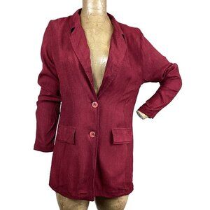 I.C. Collection Silk 2-Button Blazer S/M Burgundy #248B